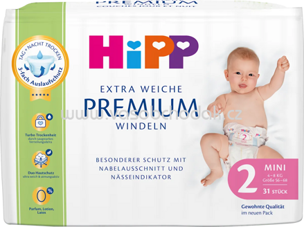 Hipp Babysanft Extra Weiche Premium Windeln Gr.2 Mini, 4-8 kg, 31 St