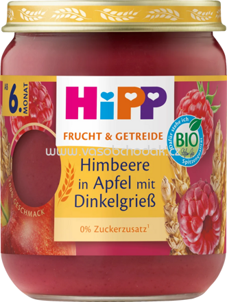 Hipp Frucht & Getreide Himbeere in Apfel mit Dinkelgrieß, ab 6. Monat, 160g