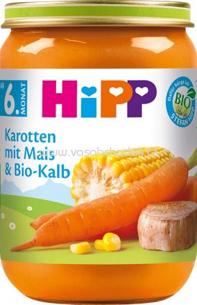 Hipp Karotten mit Mais & Bio-Kalb, ab 6. Monat, 190g