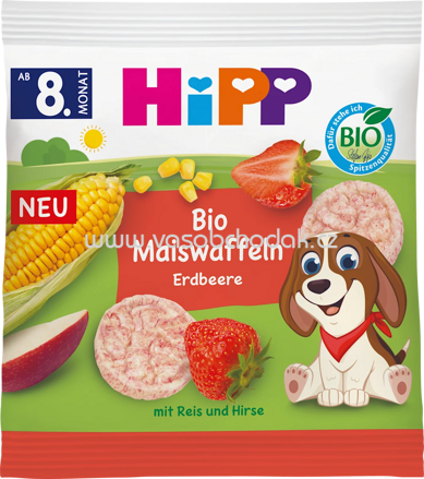 Hipp Bio Maiswaffeln Erdbeere, ab 8. Monat, 23g