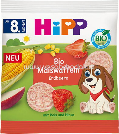 Hipp Bio Maiswaffeln Erdbeere, ab 8. Monat, 23g