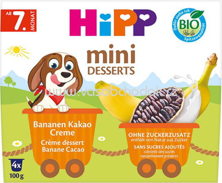 Hipp Mini Desserts im Becher Bananen Kakako Creme, ab 7. Monat, 4x100g, 400g
