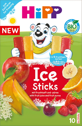 Hipp Ice Sticks mit Fruchtsaft & -püree, ab 3 Jahren, 10x40 ml, 400 ml