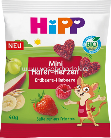 Hipp Kindersnack Mini Hafer-Herzen Erdbeere-Himbeere, ab 1 Jahr, 40g