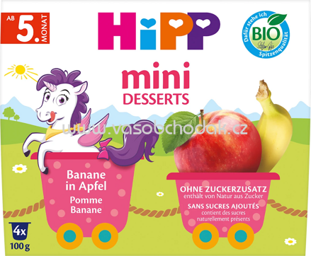 Hipp Mini Desserts im Becher Banane in Apfel, ab 5. Monat, 4x100g, 400g