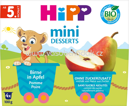 Hipp Mini Desserts im Becher Birne in Apfel, ab 5. Monat, 4x100g, 400g