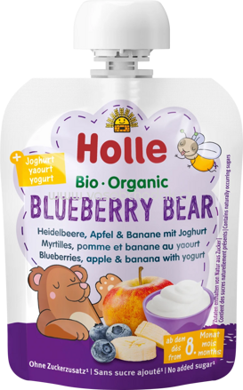 Holle Quetschie Blueberry Bear Heidelbeere, Apfel & Banane mit Joghurt, ab dem 8.Monat, 85g