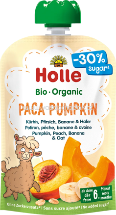 Holle Quetschie Paca Pumpkin Kürbis, Pfirsich, Banane & Hafer, ab dem 6. Monat, 100g
