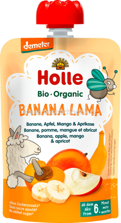 Holle baby food Quetschbeutel Banana Lama, Banane, Apfel, Mango & Aprikose, ab 6 Monaten, 100g