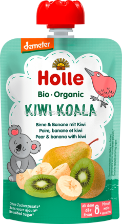 Holle baby food Quetschbeutel Kiwi Koala, Birne & Banane mit Kiwi, ab 8 Monaten, 100g