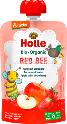 Holle baby food Quetschbeutel Red Bee, Apfel & Erdbeere, ab 8 Monaten, 100g