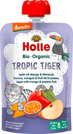 Holle baby food Quetschbeutel Tropic Tiger, Apfel mit Mango & Maracuja, ab 8 Monaten, 100g