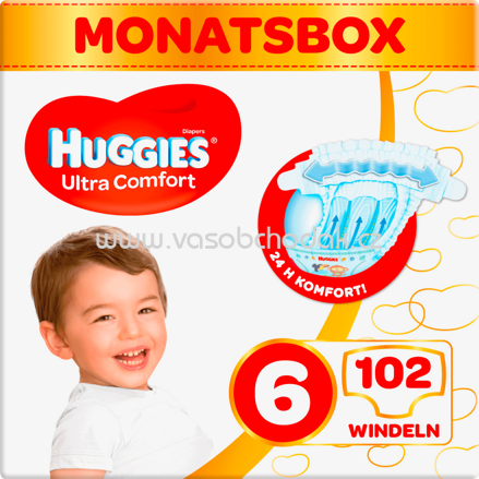 Huggies Windel Ultra Comfort Gr. 6, 15-30 kg, Monatsbox, 102 St