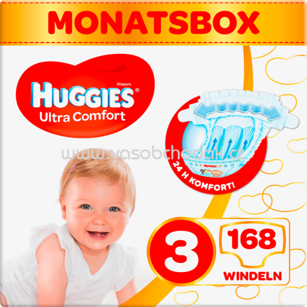 Huggies Windeln Ultra Comfort Gr. 3, 4-9 kg, Monatsbox, 168 St
