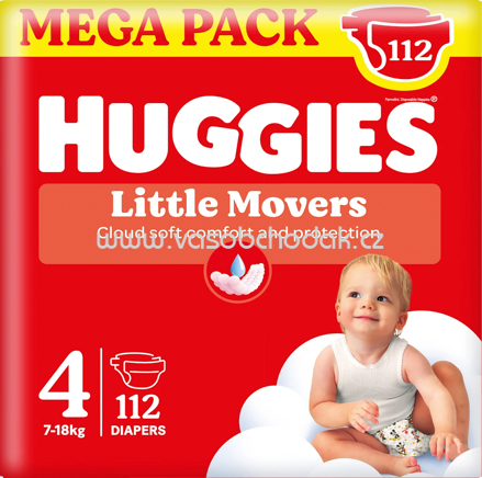 Huggies Windeln Little Movers Gr. 4, 7-18 kg,, Mega-Pack, 112 St