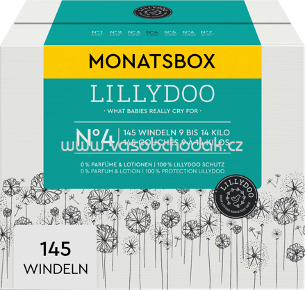 Lillydoo Windeln Gr. 4, 9-14 kg, Monatsbox, 145 St