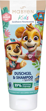 Mabyen Kinder Duschgel, Shampoo & Spülung 3-in-1 Erdbeere Paw Patrol, 180 ml