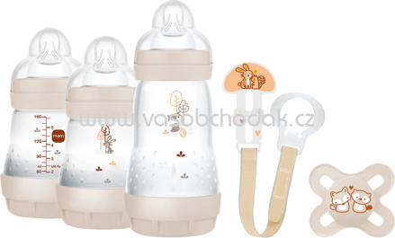 mam Geschenkset Babyflaschen, Schnuller & Schnullerband creme, 5tlg, 1 St