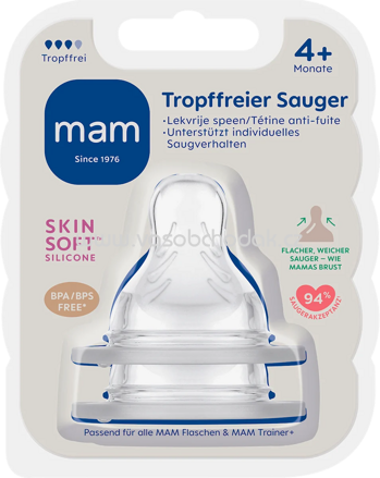 mam Trinksauger Silikon tropffrei, ab 4 Monaten, 2 St