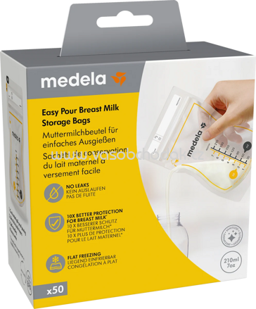 Medela Muttermilch Beutel einfaches Ausgießen , 210 ml, 50 St