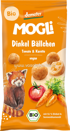 MOGLi Dinkel Bällchen Tomate & Karotte, ab 3 Jahren, 40g