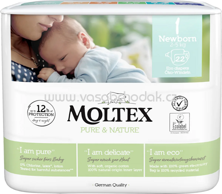 Moltex Windeln Pure & Nature Gr. 1 Newborn (2-5 kg), 22 St