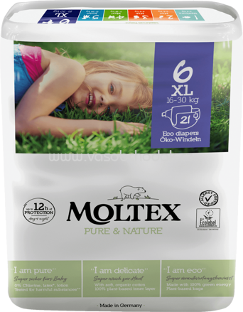 Moltex Windeln Pure & Nature Gr. 6 XL, 16-30 kg, 21 St