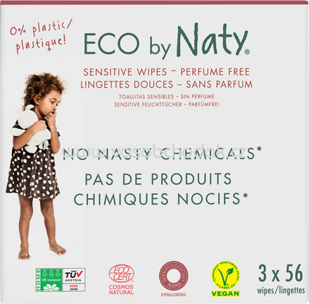 Naty Feuchttücher ECO unparfümiert, 3x56 St, 168 St