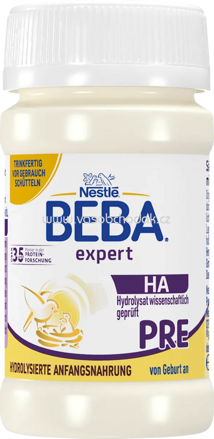 Nestlé BEBA Anfangsmilch Expert HA Pre trinkfertig, von Geburt an, 32x90ml, 2,88 l