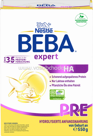 Nestlé BEBA Anfangsmilch Expert HA Pre von Geburt an, 550g
