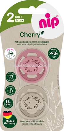 Nip Schnuller Cherry rot/braun, Gr.2, ab 6 Monaten, 2 St