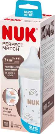 NUK Babyflasche aus Glas Perfect Match, weiß, ab 3. Monat, 230 ml, 1 St