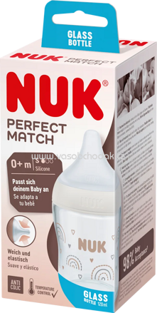 NUK Babyflasche aus Glas Perfect Match, weiß, von Geburt an, 120 ml, 1 St