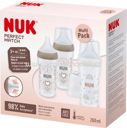 NUK Perfect Match braun 3tlg Starterset 260ml, 1 St
