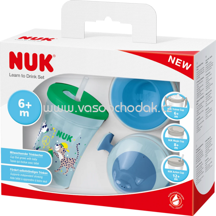 NUK Trinklernset Evolution, blau/grün, ab 6 Monate, 3 St