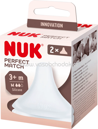 NUK Trinksauger Perfect Match Silikon, Gr. M ab 3 Monate, 2 St