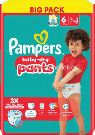 Pampers Baby Pants Baby Dry Gr. 6 Extra Large, 13-19 kg, Big Pack, 44 St