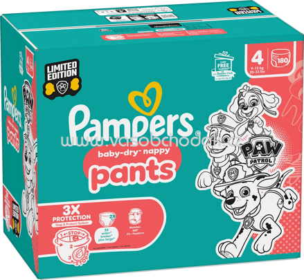 Pampers Baby Pants Baby Dry Gr.4 Maxi, 9-15 kg, Limited Edition Paw Patrol, Monatsbox, 180 St