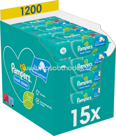 Pampers Feuchttücher Fresh Clean, 15x80 St, Vorteilspack, 1.200 St
