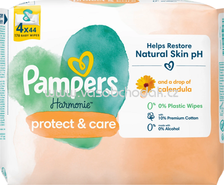 Pampers Feuchttücher Harmonie protect & care Calendula, 4x44 St, 176 St