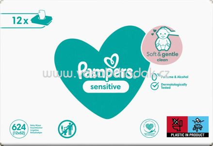 Pampers Feuchttücher Sensitive, 12x52 St, 624 St