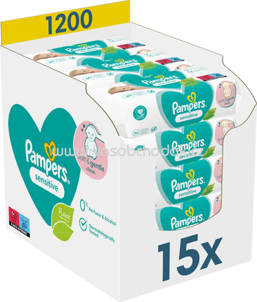 Pampers Feuchttücher sensitive, 15x80 St, Vorteilspack, 1.200 St
