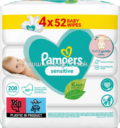 Pampers Feuchttücher Sensitive, 4x52 St, 208 St