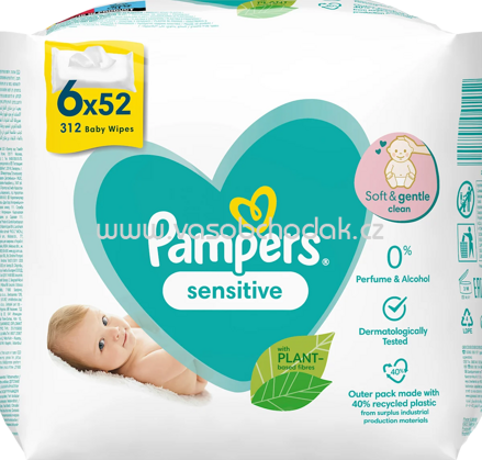 Pampers Feuchttücher Sensitive, 6 x 52 Stück, 312 St