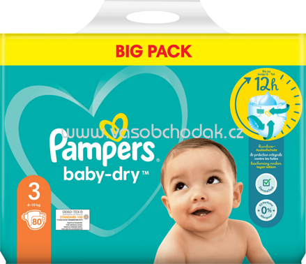 Pampers Windeln Baby Dry Gr. 3 Midi, 6-10 kg, Big Pack, 80 St