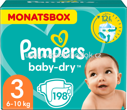 Pampers Windeln Baby Dry Gr. 3 Midi, 6-10 kg, Monatsbox, 198 St