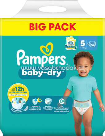 Pampers Windeln Baby Dry Gr. 5 Junior, 11-16 kg, Big Pack, 54 St