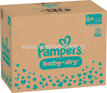 Pampers Windeln Baby Dry Gr.5+ Junior Plus, 12-17 kg, Monatsbox, 168 St