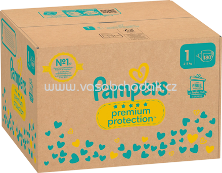 Pampers Windeln Premium Protection Gr.1 Newborn, 2-5 kg, Halbmonatsbox, 180 St