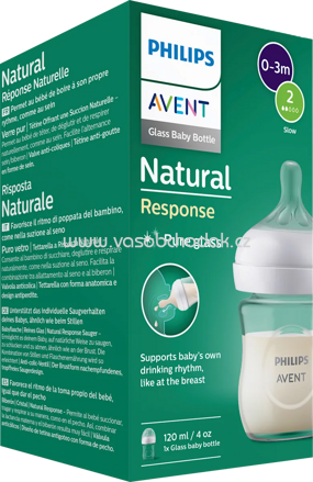 PHILIPS AVENT Babyflasch aus Glas Natural Response weiß, von Geburt an, 120ml, 1 St